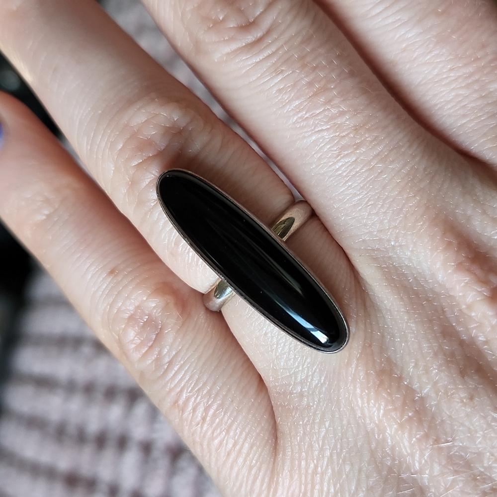 Meg girard slim onyx stacking ring